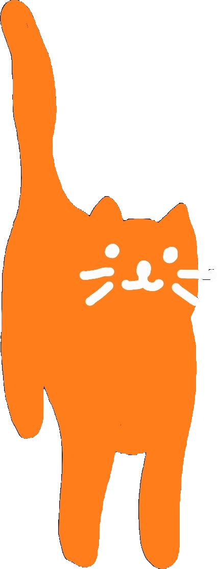 An orange cat with its tail up