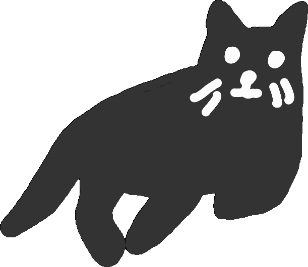 A dark grey cat lying down