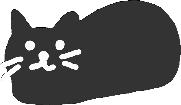 A dark grey cat curled up